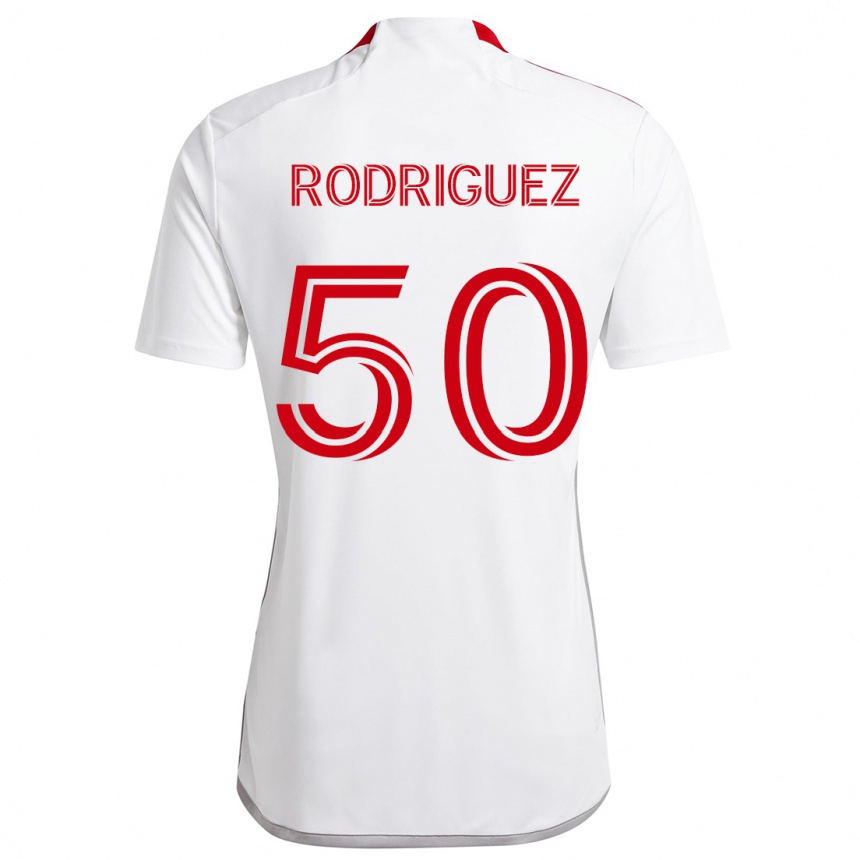 Femme Football Maillot Abraham Rodriguez #50 Blanc Rouge Tenues Extérieur 2024/25