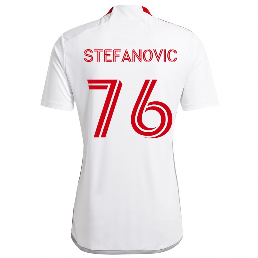 Femme Football Maillot Lazar Stefanovic #76 Blanc Rouge Tenues Extérieur 2024/25