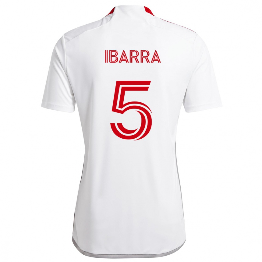 Femme Football Maillot Franco Ibarra #5 Blanc Rouge Tenues Extérieur 2024/25