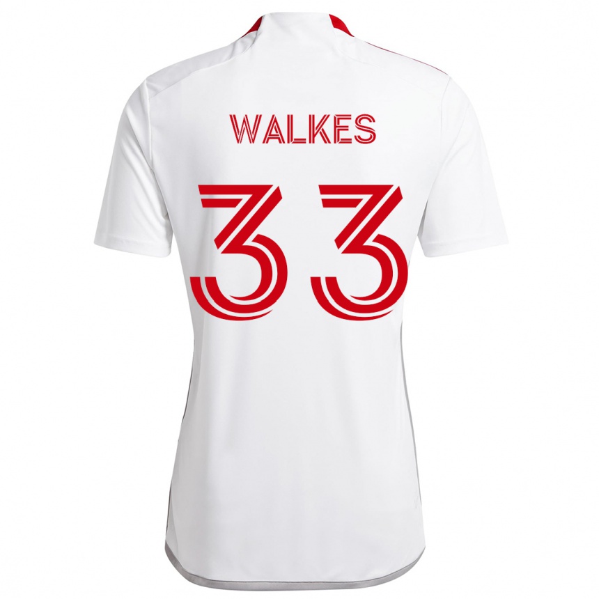 Femme Football Maillot Reshaun Walkes #33 Blanc Rouge Tenues Extérieur 2024/25