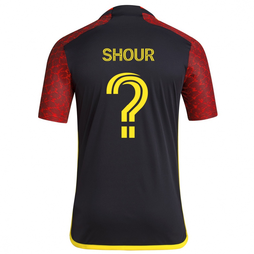 Femme Football Maillot Mohammed Shour #0 Rouge Noir Tenues Extérieur 2024/25