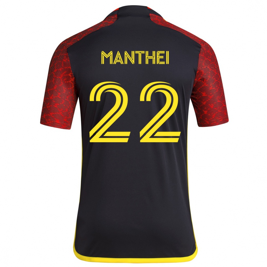 Femme Football Maillot Leahi Manthei #22 Rouge Noir Tenues Extérieur 2024/25