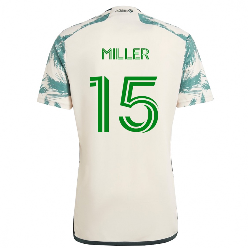 Femme Football Maillot Eric Miller #15 Beige Marron Tenues Extérieur 2024/25