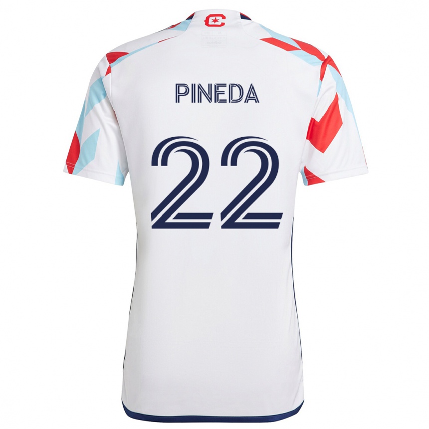 Femme Football Maillot Mauricio Pineda #22 Blanc Rouge Bleu Tenues Extérieur 2024/25