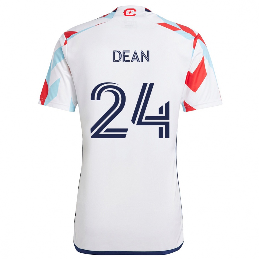 Femme Football Maillot Jonathan Dean #24 Blanc Rouge Bleu Tenues Extérieur 2024/25