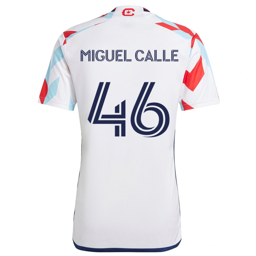 Femme Football Maillot Juan Miguel Calle #46 Blanc Rouge Bleu Tenues Extérieur 2024/25