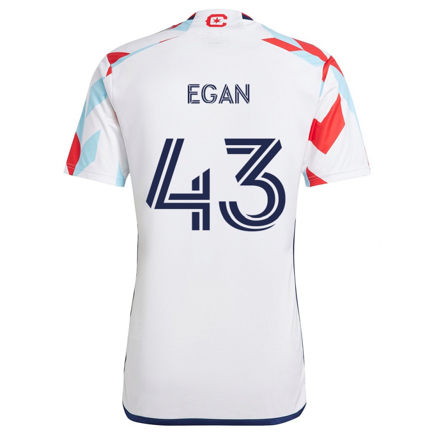 Femme Football Maillot Noah Egan #43 Blanc Rouge Bleu Tenues Extérieur 2024/25