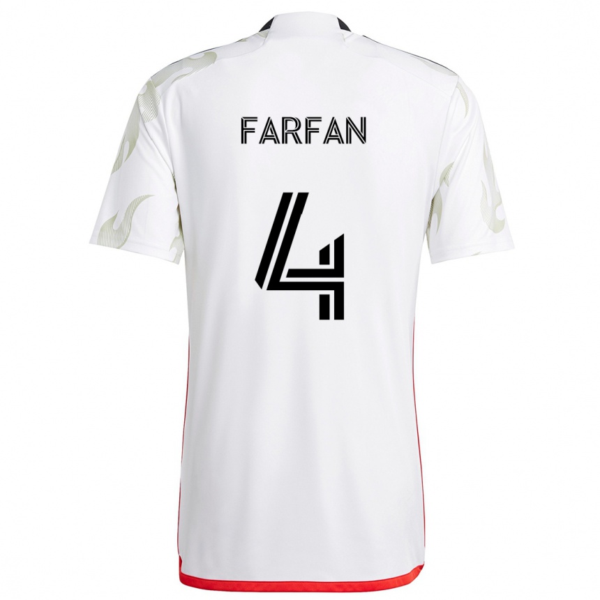 Femme Football Maillot Marco Farfán #4 Blanc Rouge Noir Tenues Extérieur 2024/25