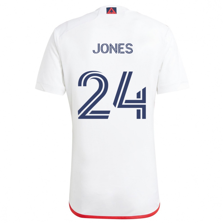 Femme Football Maillot Dejuan Jones #24 Blanc Rouge Tenues Extérieur 2024/25