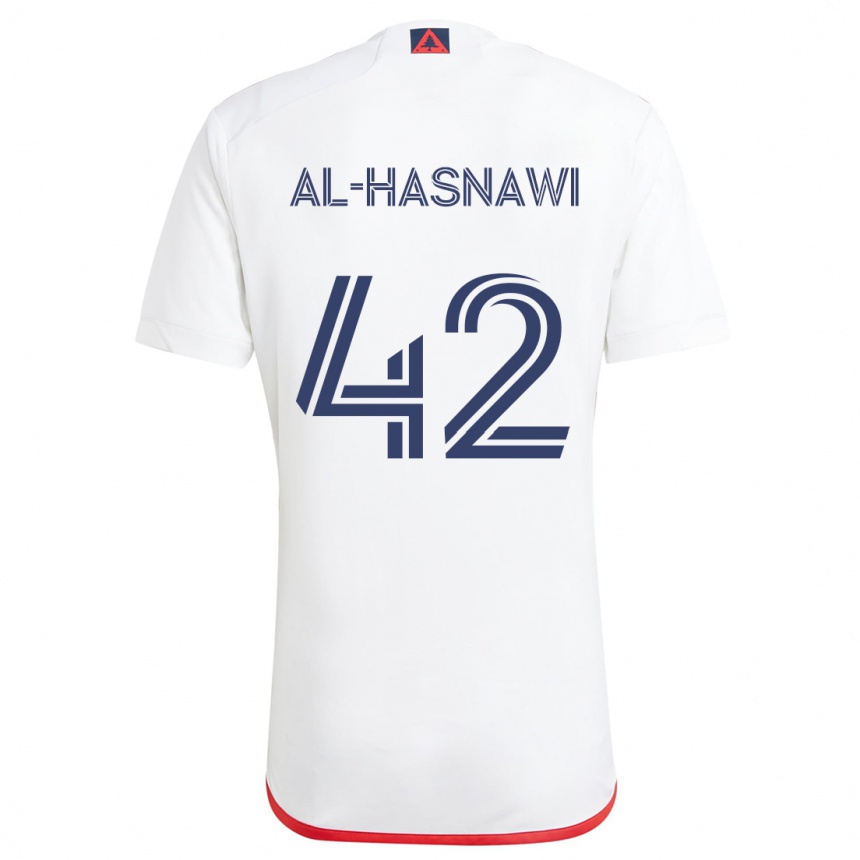 Femme Football Maillot Moshtaba Al-Hasnawi #42 Blanc Rouge Tenues Extérieur 2024/25