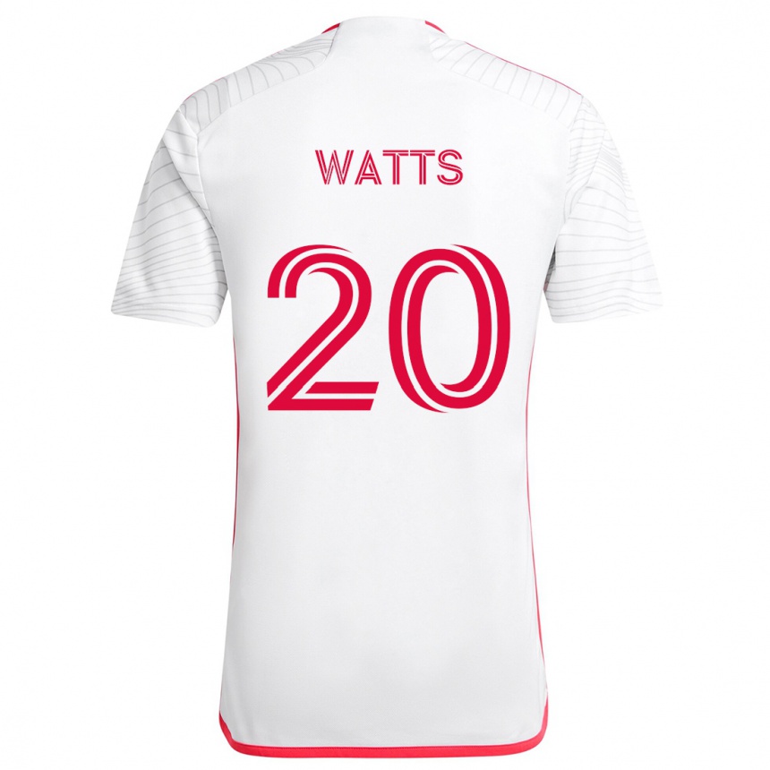 Femme Football Maillot Akil Watts #20 Blanc Rouge Tenues Extérieur 2024/25