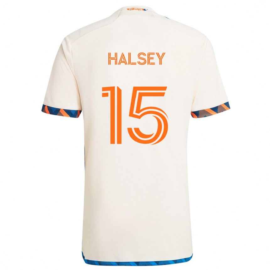 Femme Football Maillot Bret Halsey #15 Blanc Orange Tenues Extérieur 2024/25