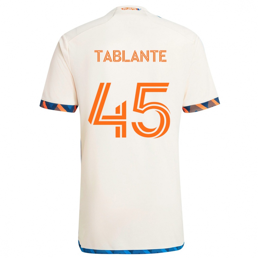 Femme Football Maillot Moises Tablante #45 Blanc Orange Tenues Extérieur 2024/25