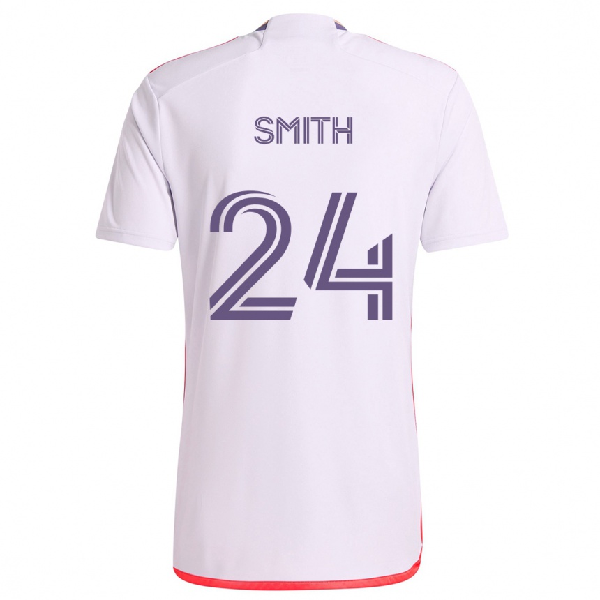 Femme Football Maillot Kyle Smith #24 Blanc Rouge Violet Tenues Extérieur 2024/25