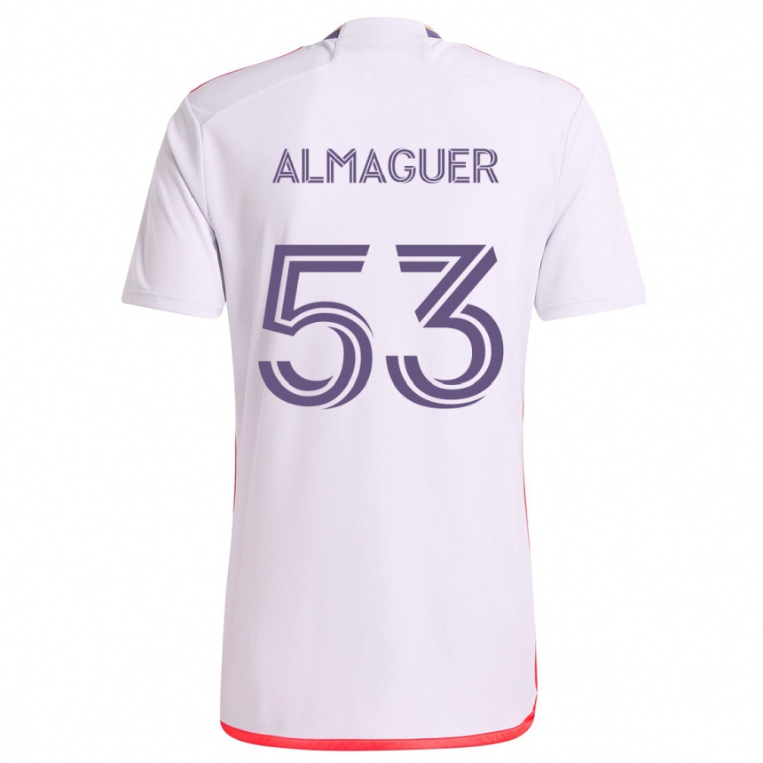 Femme Football Maillot Jorge Almaguer #53 Blanc Rouge Violet Tenues Extérieur 2024/25