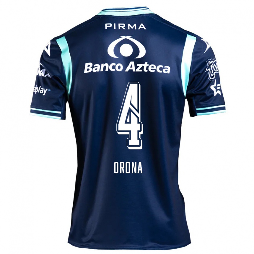 Femme Football Maillot Efraín Orona #4 Bleu Marine Tenues Extérieur 2024/25