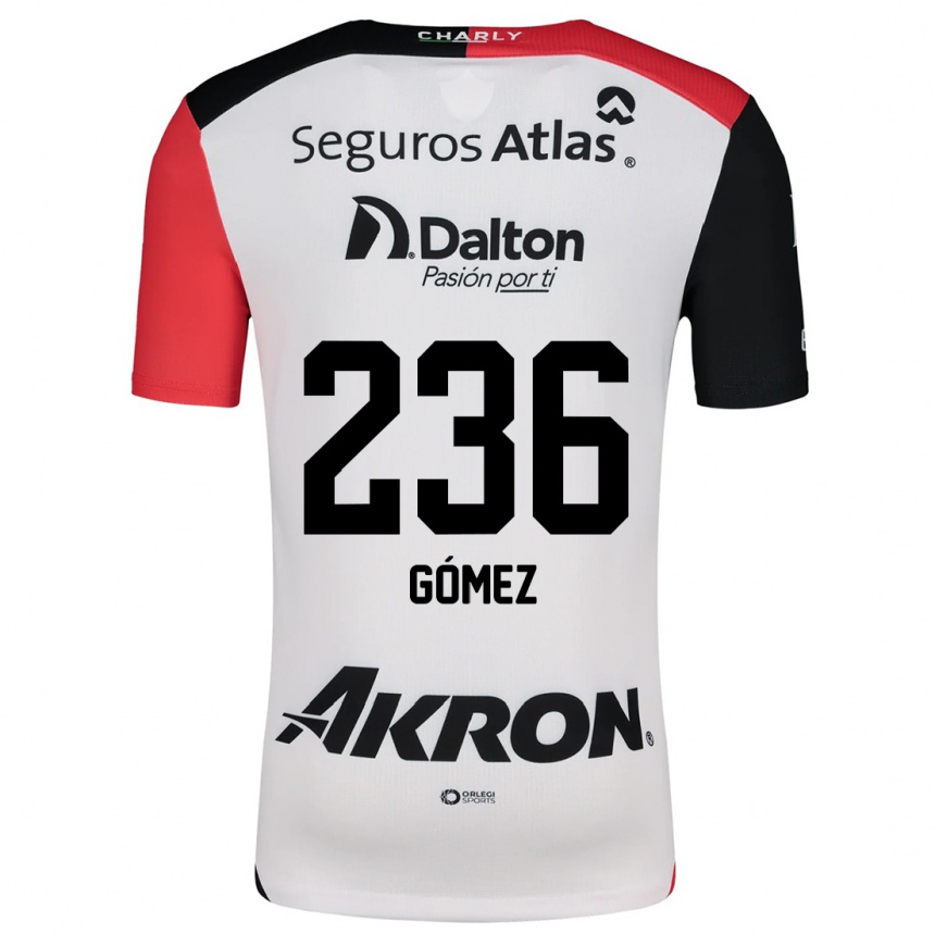 Femme Football Maillot José Gómez #236 Blanc Rouge Noir Tenues Extérieur 2024/25