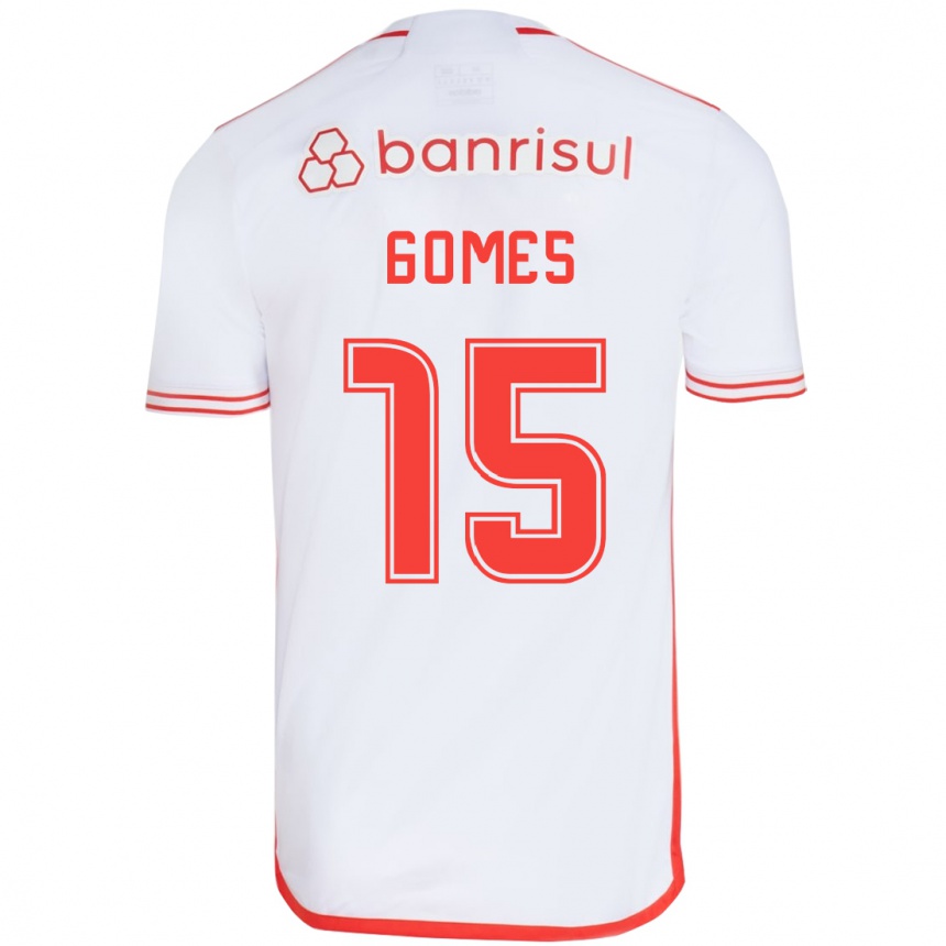 Femme Football Maillot Bruno Gomes #15 Blanc Rouge Tenues Extérieur 2024/25