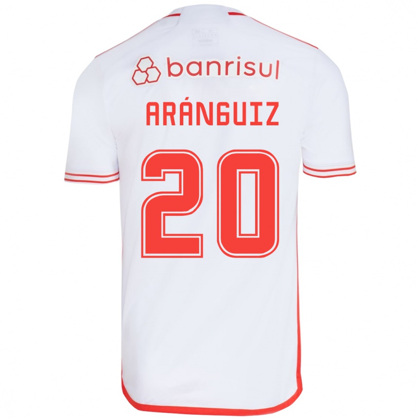 Femme Football Maillot Charles Aránguiz #20 Blanc Rouge Tenues Extérieur 2024/25