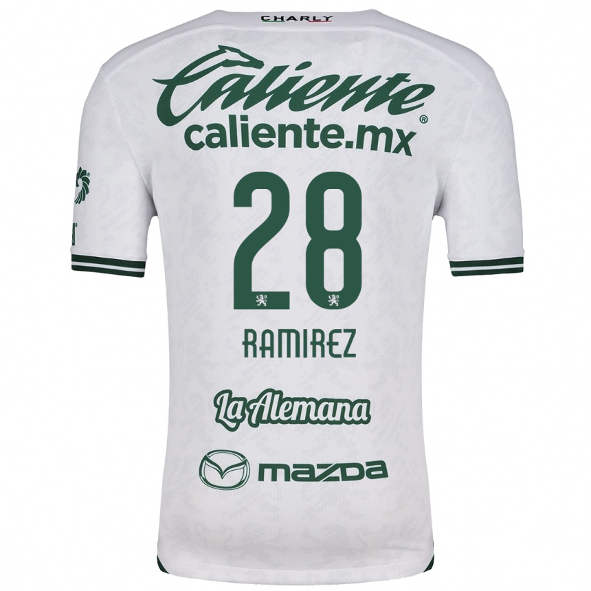 Femme Football Maillot David Ramírez #28 Blanc Vert Tenues Extérieur 2024/25