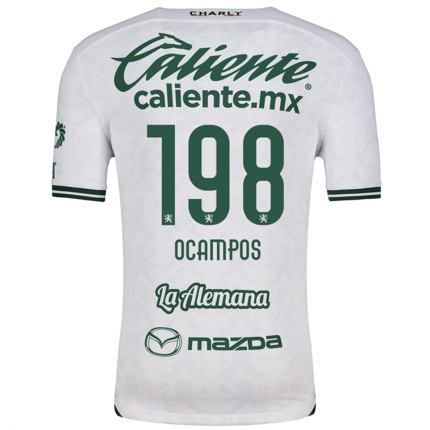 Femme Football Maillot Omar Ocampos #198 Blanc Vert Tenues Extérieur 2024/25