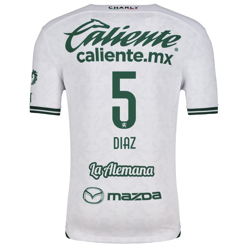 Femme Football Maillot Brenda Díaz #5 Blanc Vert Tenues Extérieur 2024/25