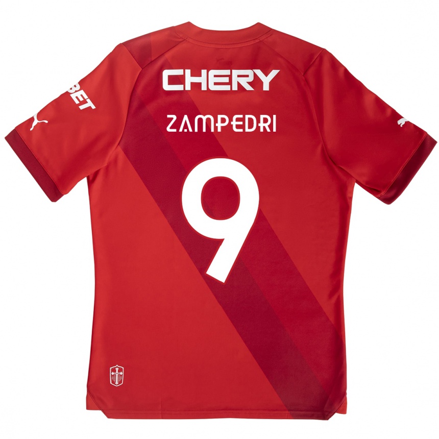 Femme Football Maillot Fernando Zampedri #9 Rouge Blanc Tenues Extérieur 2024/25