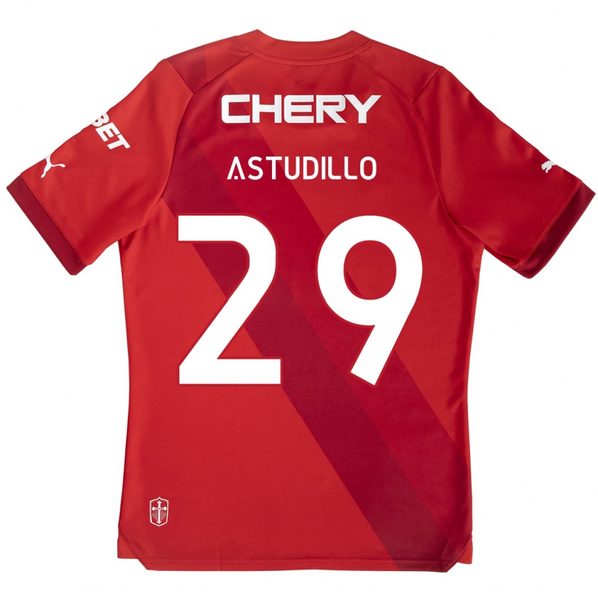 Femme Football Maillot Aaron Astudillo #29 Rouge Blanc Tenues Extérieur 2024/25