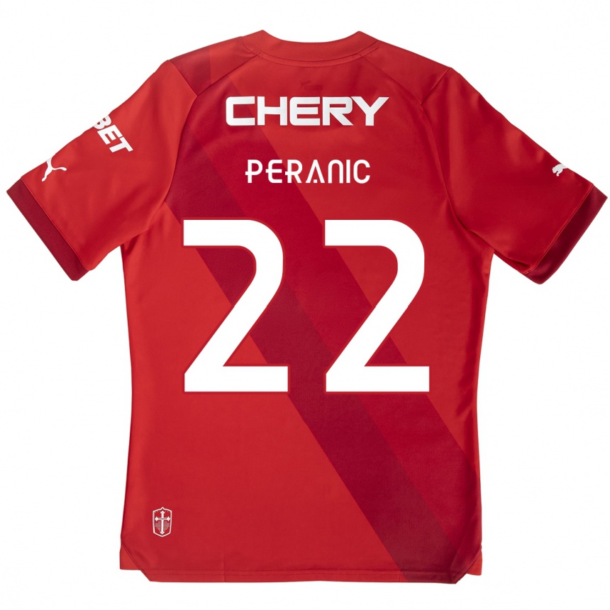 Femme Football Maillot Nicolás Peranic #22 Rouge Blanc Tenues Extérieur 2024/25