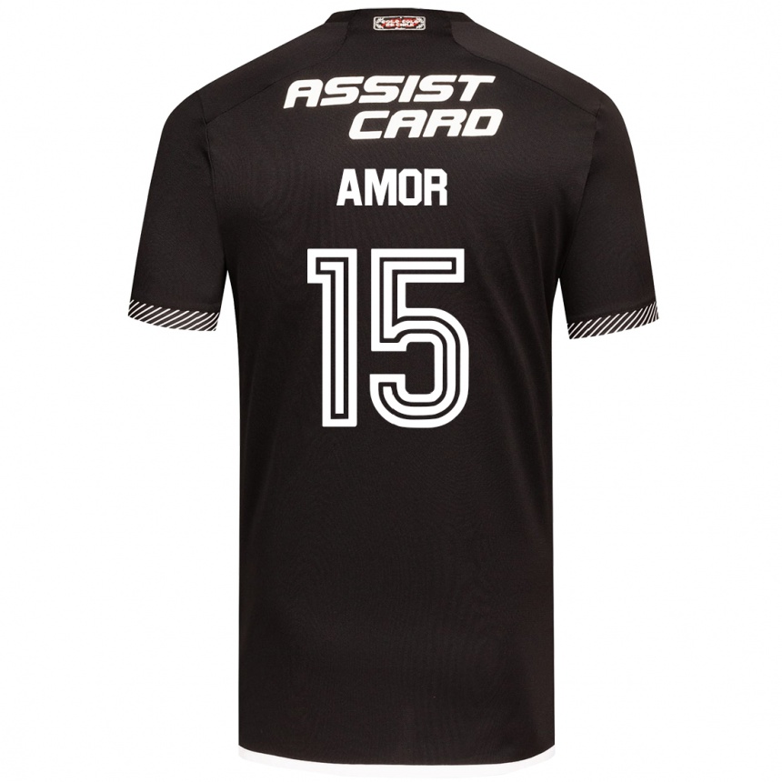 Femme Football Maillot Emiliano Amor #15 Noir Blanc Tenues Extérieur 2024/25