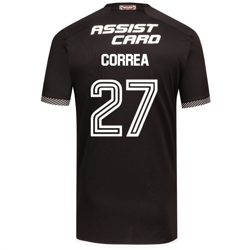 Femme Football Maillot Javier Correa #27 Noir Blanc Tenues Extérieur 2024/25