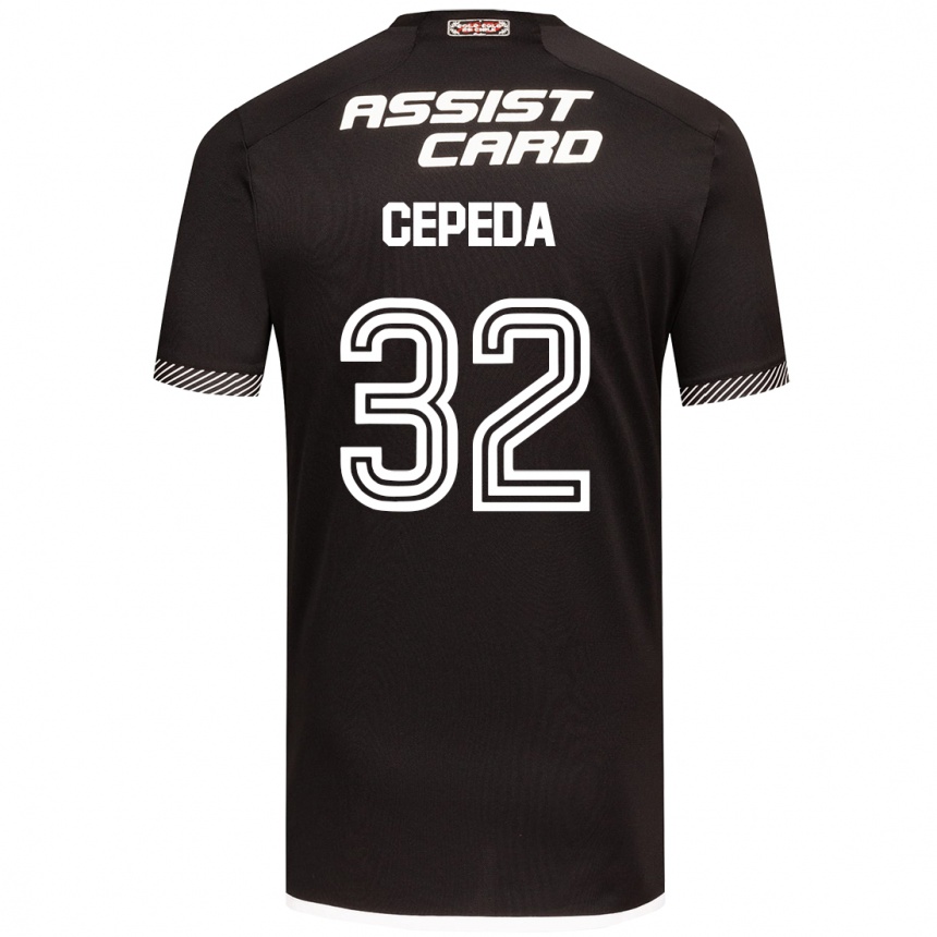 Femme Football Maillot Lucas Cepeda #32 Noir Blanc Tenues Extérieur 2024/25