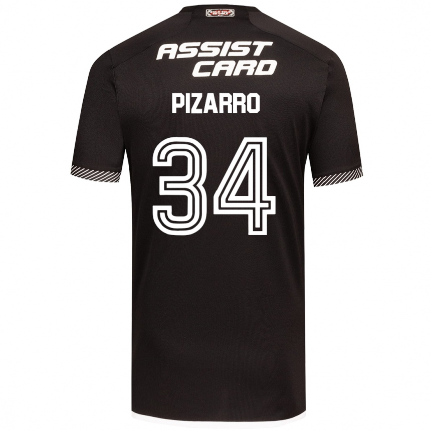 Femme Football Maillot Vicente Pizarro #34 Noir Blanc Tenues Extérieur 2024/25