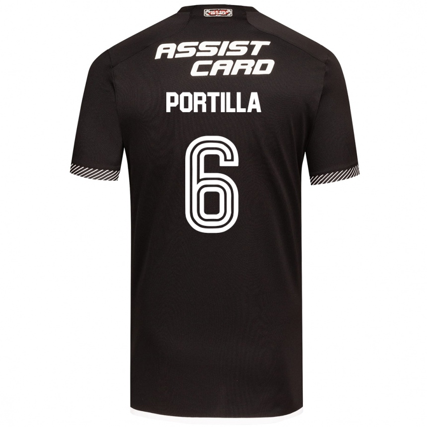 Femme Football Maillot Dylan Portilla #6 Noir Blanc Tenues Extérieur 2024/25