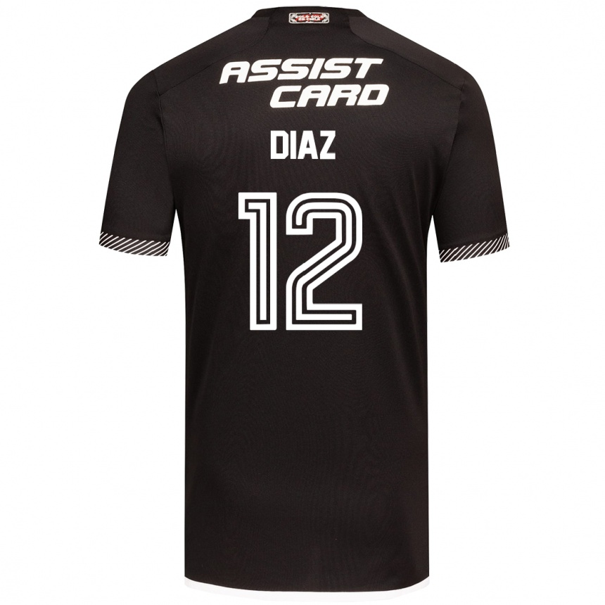 Femme Football Maillot Javiera Díaz #12 Noir Blanc Tenues Extérieur 2024/25