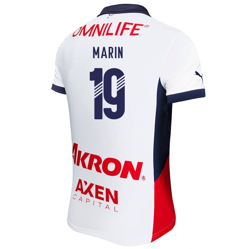 Femme Football Maillot Ricardo Marín #19 Blanc Rouge Bleu Tenues Extérieur 2024/25