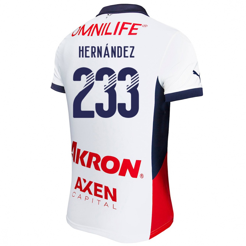 Femme Football Maillot Zinedine Hernández #233 Blanc Rouge Bleu Tenues Extérieur 2024/25