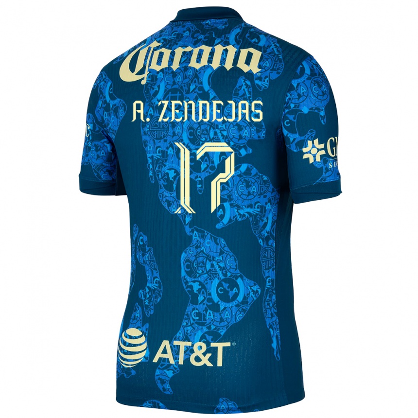 Femme Football Maillot Álex Zendejas #17 Bleu Jaune Tenues Extérieur 2024/25