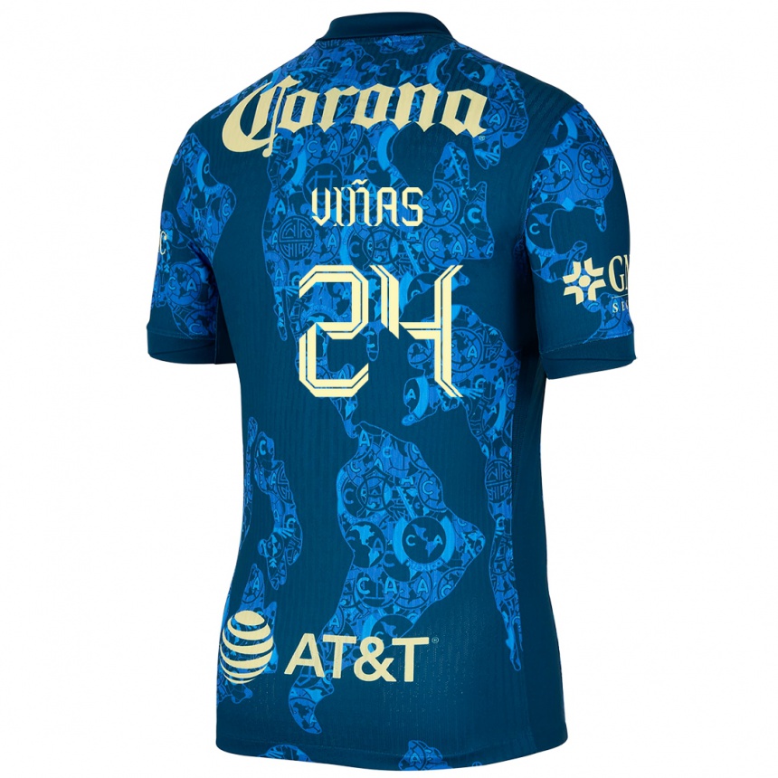 Femme Football Maillot Federico Viñas #24 Bleu Jaune Tenues Extérieur 2024/25