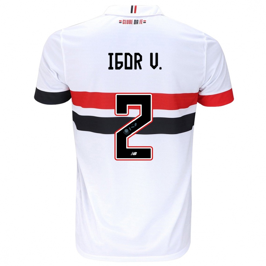 Enfant Football Maillot Igor Vinícius #2 Blanc Rouge Noir Tenues Domicile 2024/25