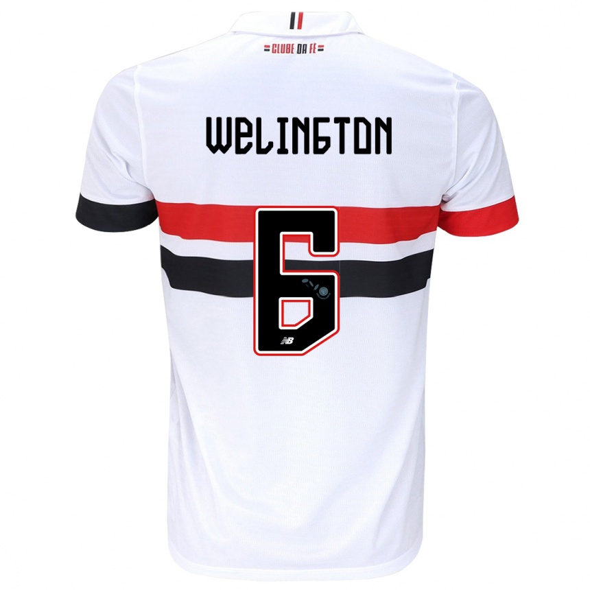 Enfant Football Maillot Welington #6 Blanc Rouge Noir Tenues Domicile 2024/25