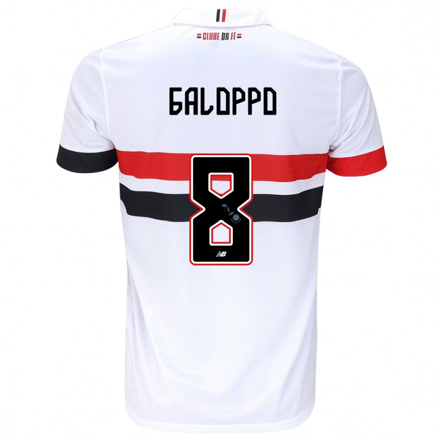 Enfant Football Maillot Giuliano Galoppo #8 Blanc Rouge Noir Tenues Domicile 2024/25