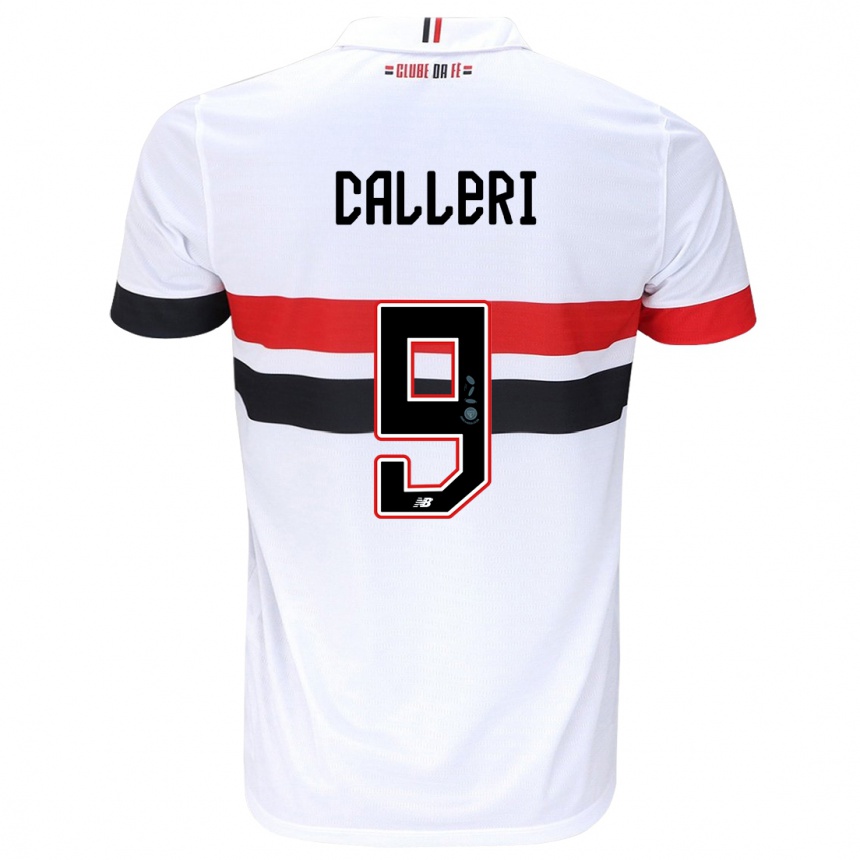 Enfant Football Maillot Jonathan Calleri #9 Blanc Rouge Noir Tenues Domicile 2024/25