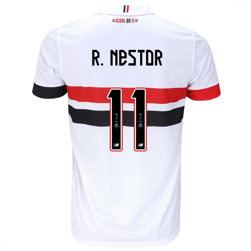 Enfant Football Maillot Rodrigo Nestor #11 Blanc Rouge Noir Tenues Domicile 2024/25