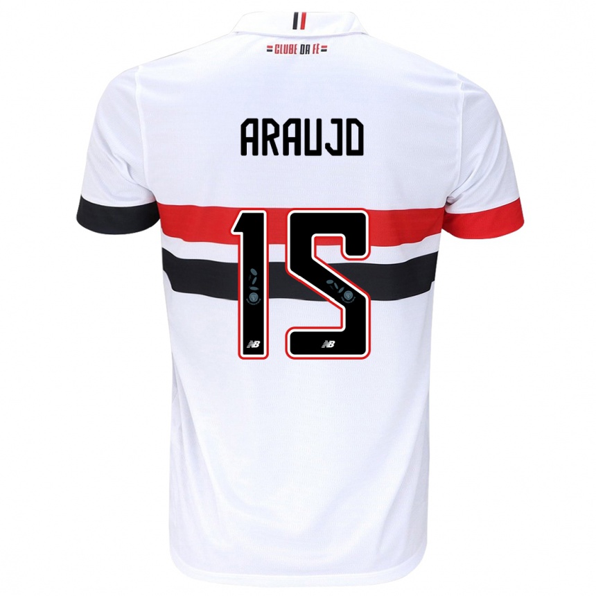 Enfant Football Maillot Michel Araújo #15 Blanc Rouge Noir Tenues Domicile 2024/25