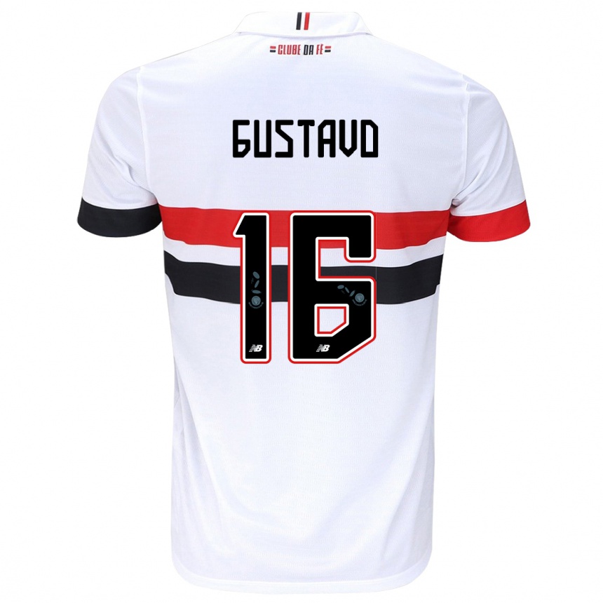 Enfant Football Maillot Luiz Gustavo #16 Blanc Rouge Noir Tenues Domicile 2024/25