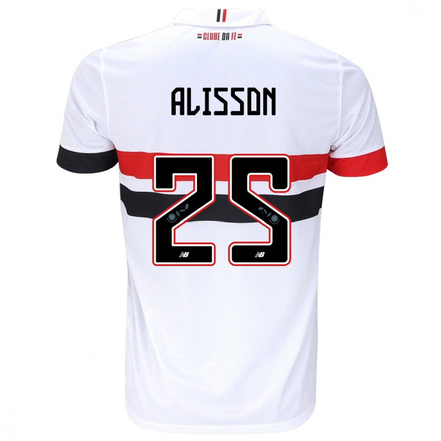 Enfant Football Maillot Alisson #25 Blanc Rouge Noir Tenues Domicile 2024/25