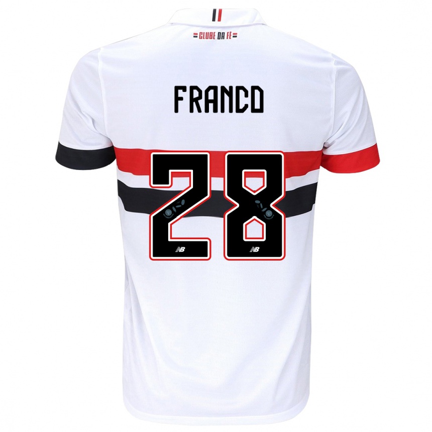 Enfant Football Maillot Alan Franco #28 Blanc Rouge Noir Tenues Domicile 2024/25