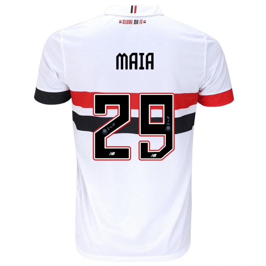 Enfant Football Maillot Pablo Maia #29 Blanc Rouge Noir Tenues Domicile 2024/25