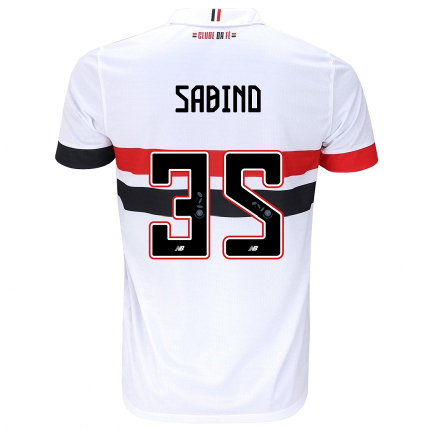 Enfant Football Maillot Sabino #35 Blanc Rouge Noir Tenues Domicile 2024/25